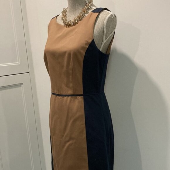 CLUB Monaco Letitia Navy and Brown Color Block Midi Pencil Sheath Dress … - Picture 6 of 16